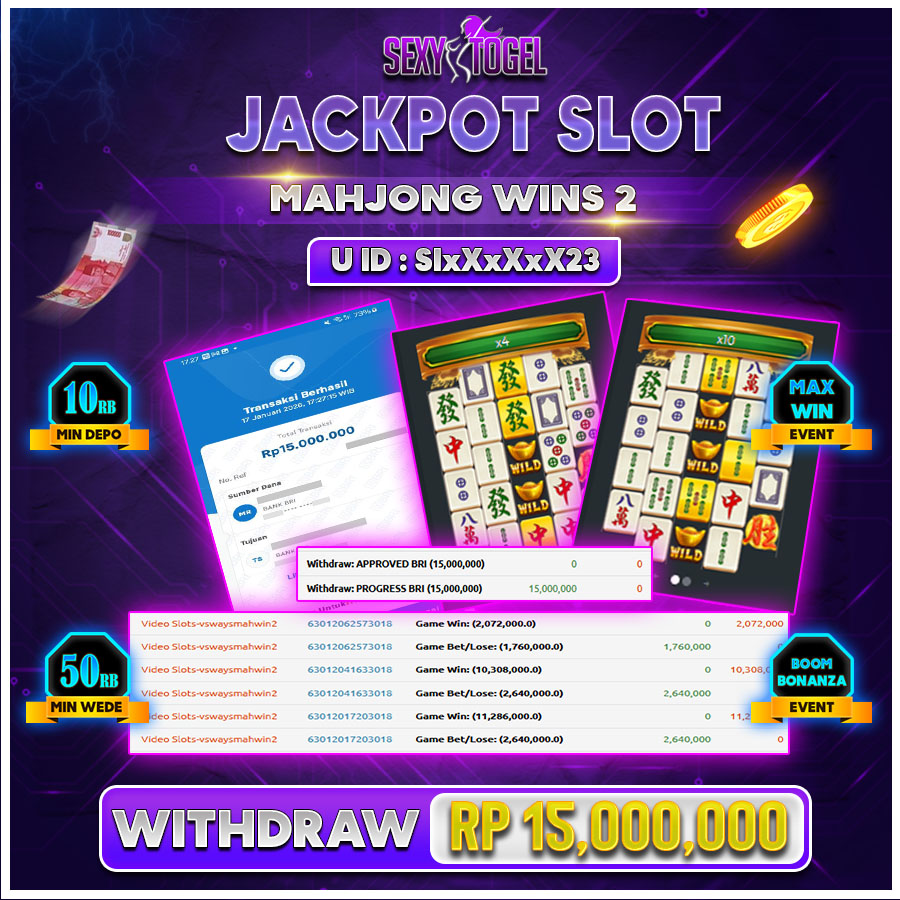 SEXYTOGEL JACKPOT SLOT MAHJONG WINS2 Rp.15.000.000.,,-LUNAS   